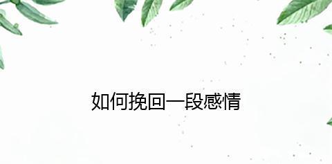 如何成功挽回一段感情（挽回爱情，从这15个步骤开始）
